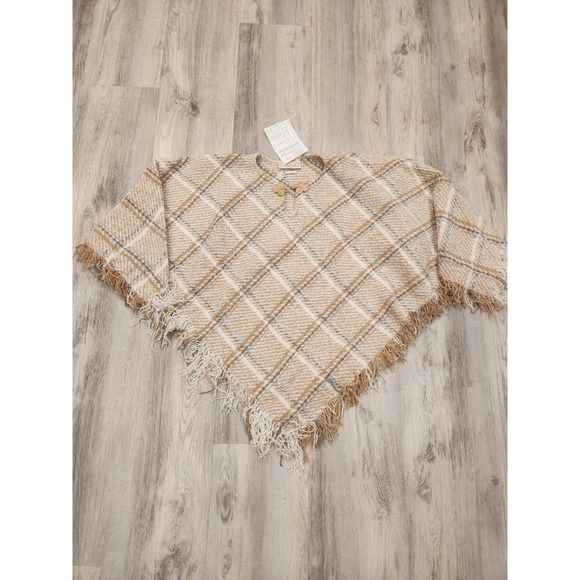 Boyne Valley Weavers Sweaters - Boyne Valley Weavers Poncho Cape Shawl Wool Alpaca Ireland Fringe Hand Woven NWT
